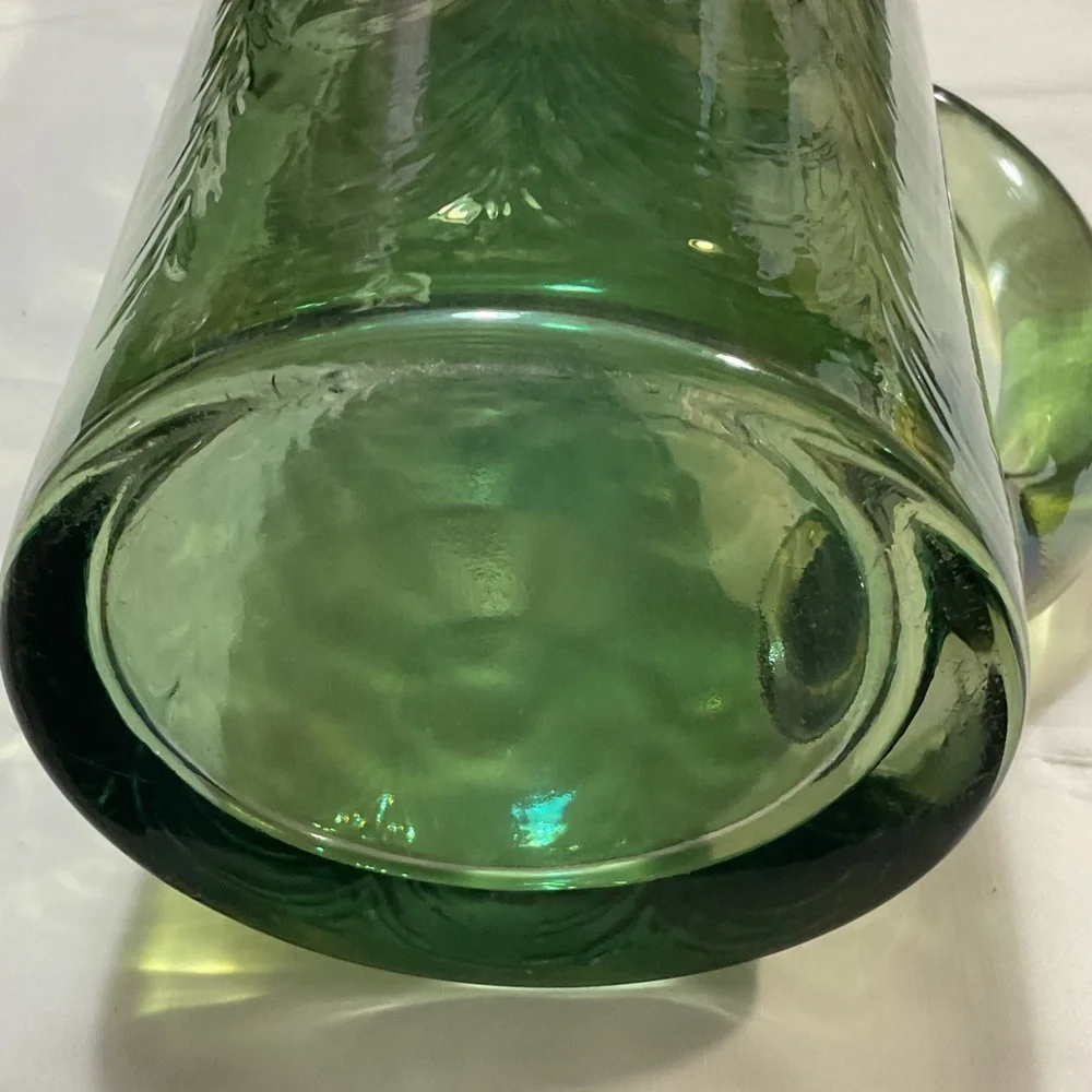Green Glass Pitcher with Handle